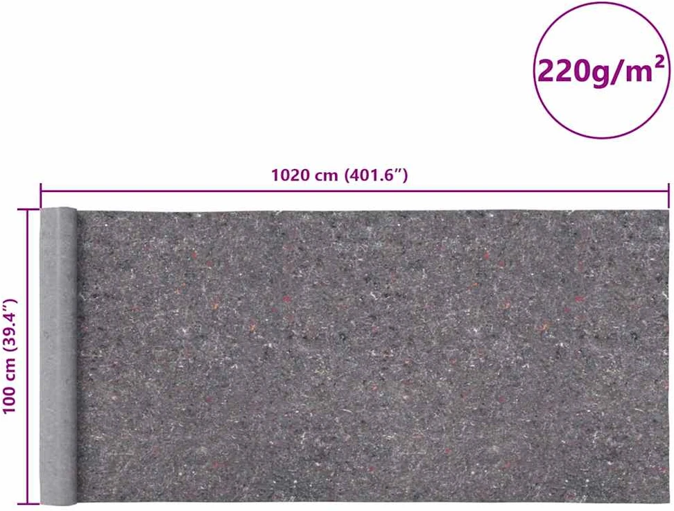 Neslystantis dažytojo flisas, 10 m, 220 g/m², pilkas