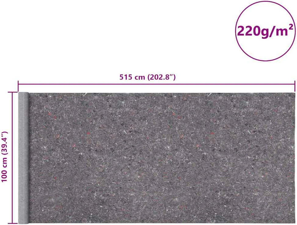 Neslystantis dažytojo flisas, 5 m, 220 g/m², pilkas