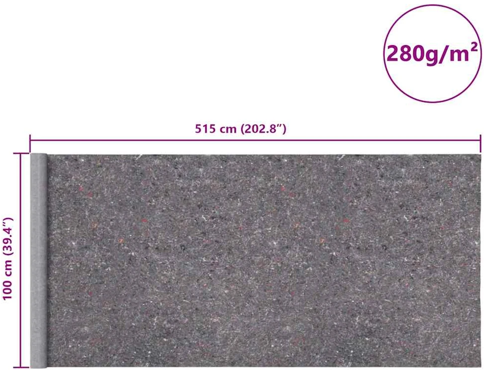 Neslystantis dažytojo flisas, 5 m, 280 g/m², pilkas