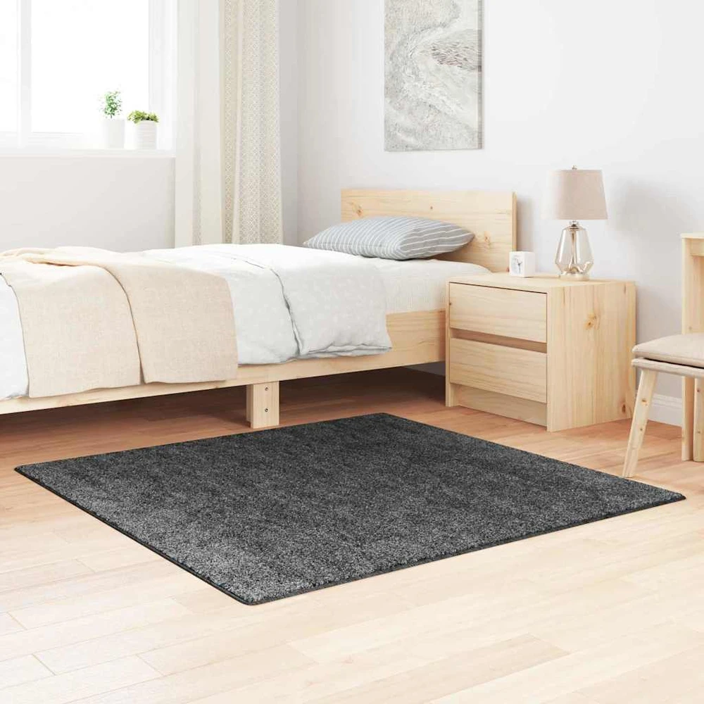 Neslystantis plaukuotas kilimas Tamsiai pilka 120 x 120 cm PP