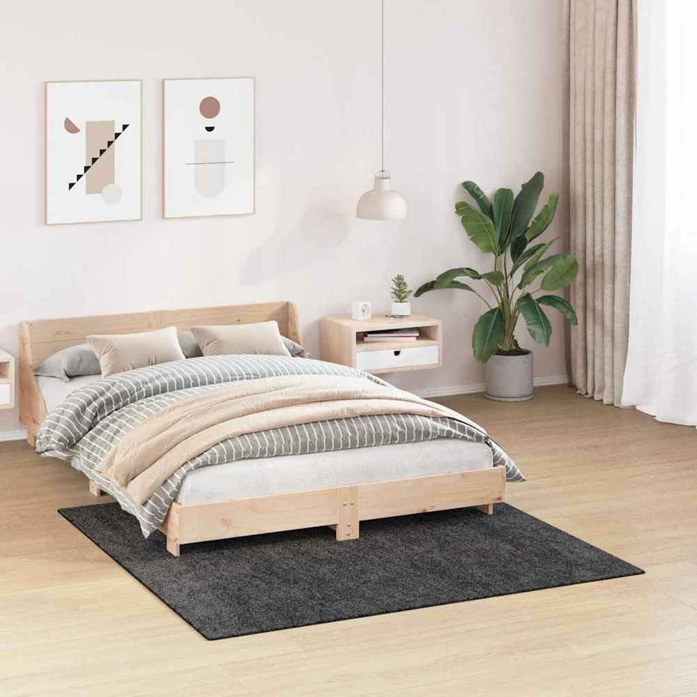 Neslystantis plaukuotas kilimas Tamsiai pilka 160 x 160 cm PP