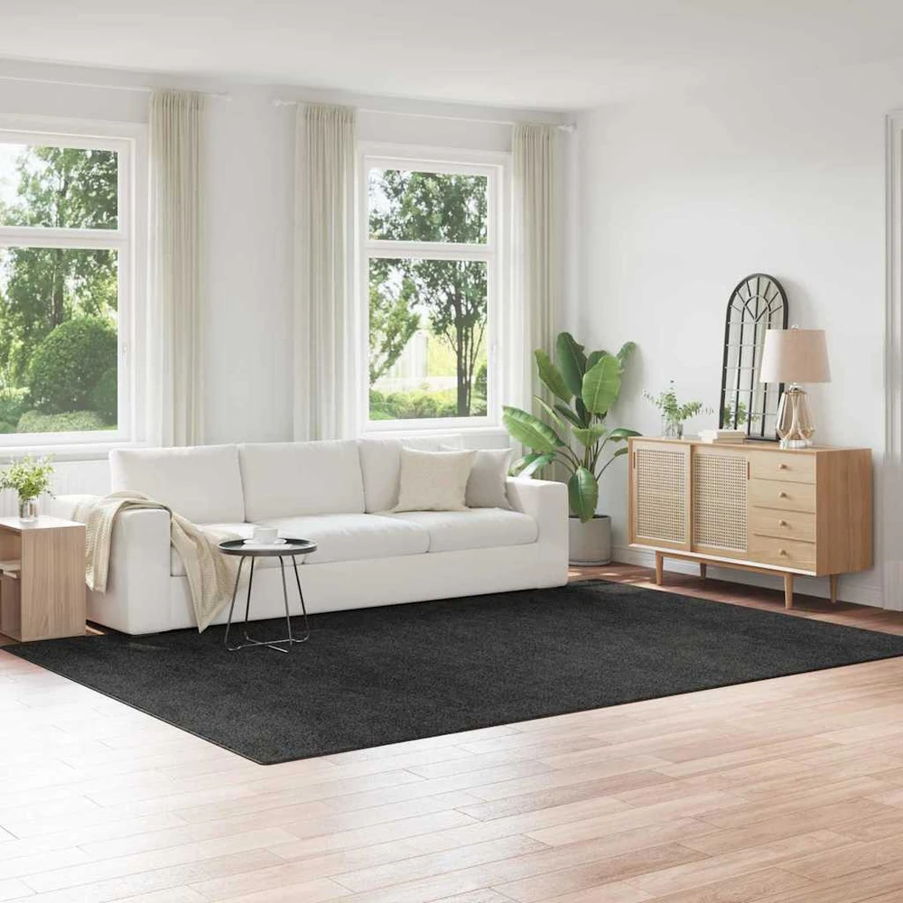 Neslystantis plaukuotas kilimas Tamsiai pilka 240 x 340 cm PP