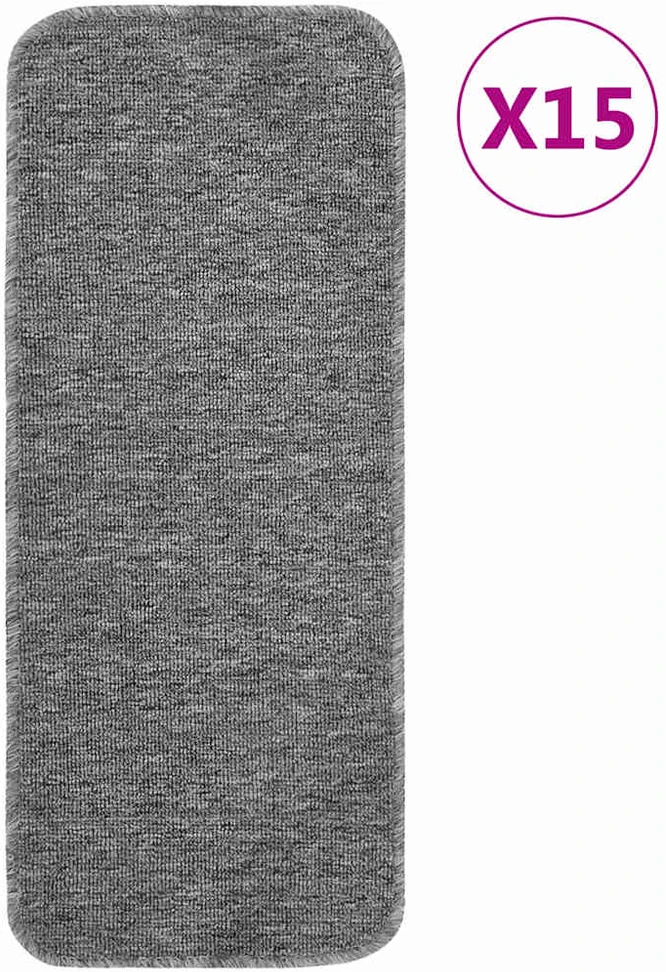 Neslystantys laiptų kilimėliai, 15vnt., pilki, 60x25cm
