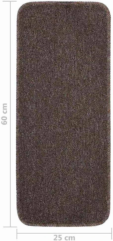 Neslystantys laiptų kilimėliai, 15vnt., rudi, 60x25cm