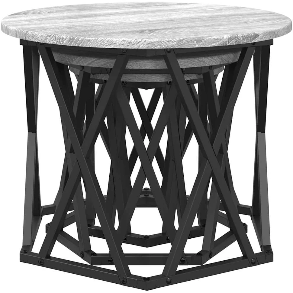 Nesting šoninis stalas 3 vnt. Pilkas Sonoma 53 x 53 x 40 cm