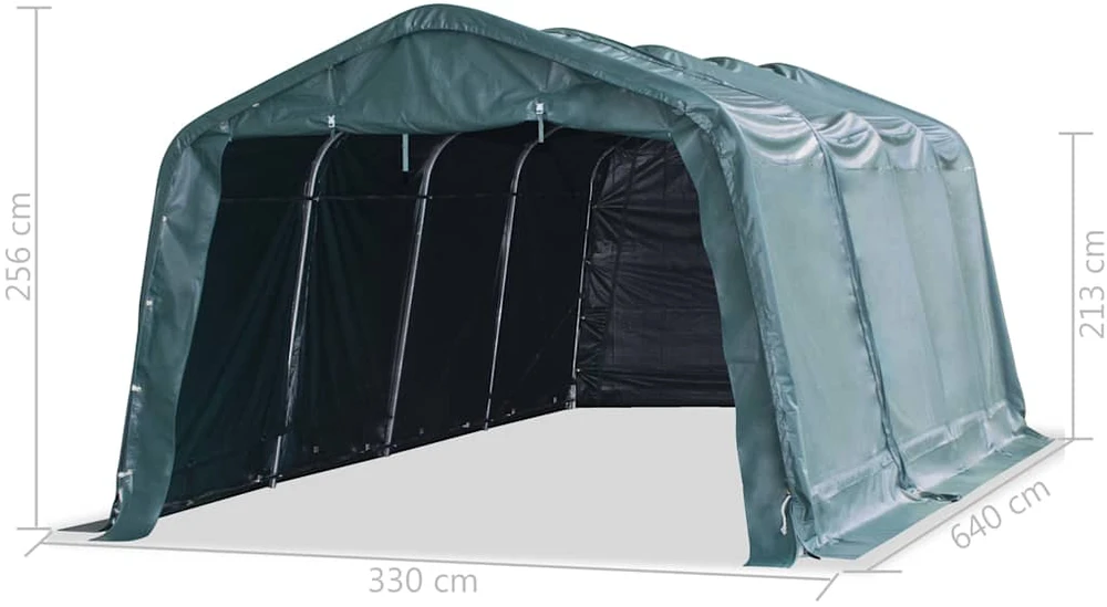 Nuimama palapinė gyvuliams, žalia, 3,3x6,4m, PVC, 550g/m²