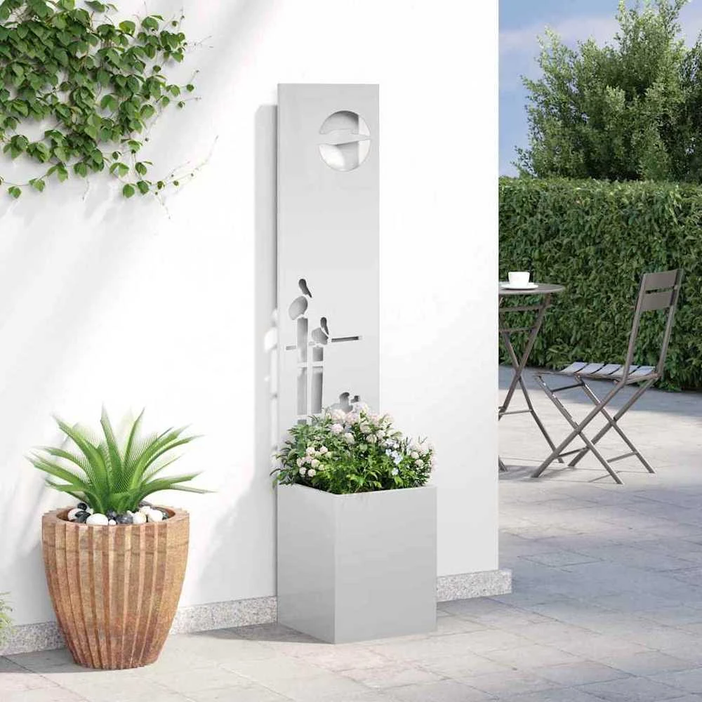Sodo privatumo ekranas „Fretwork“ Sidabro 32 x 32 x 150 cm