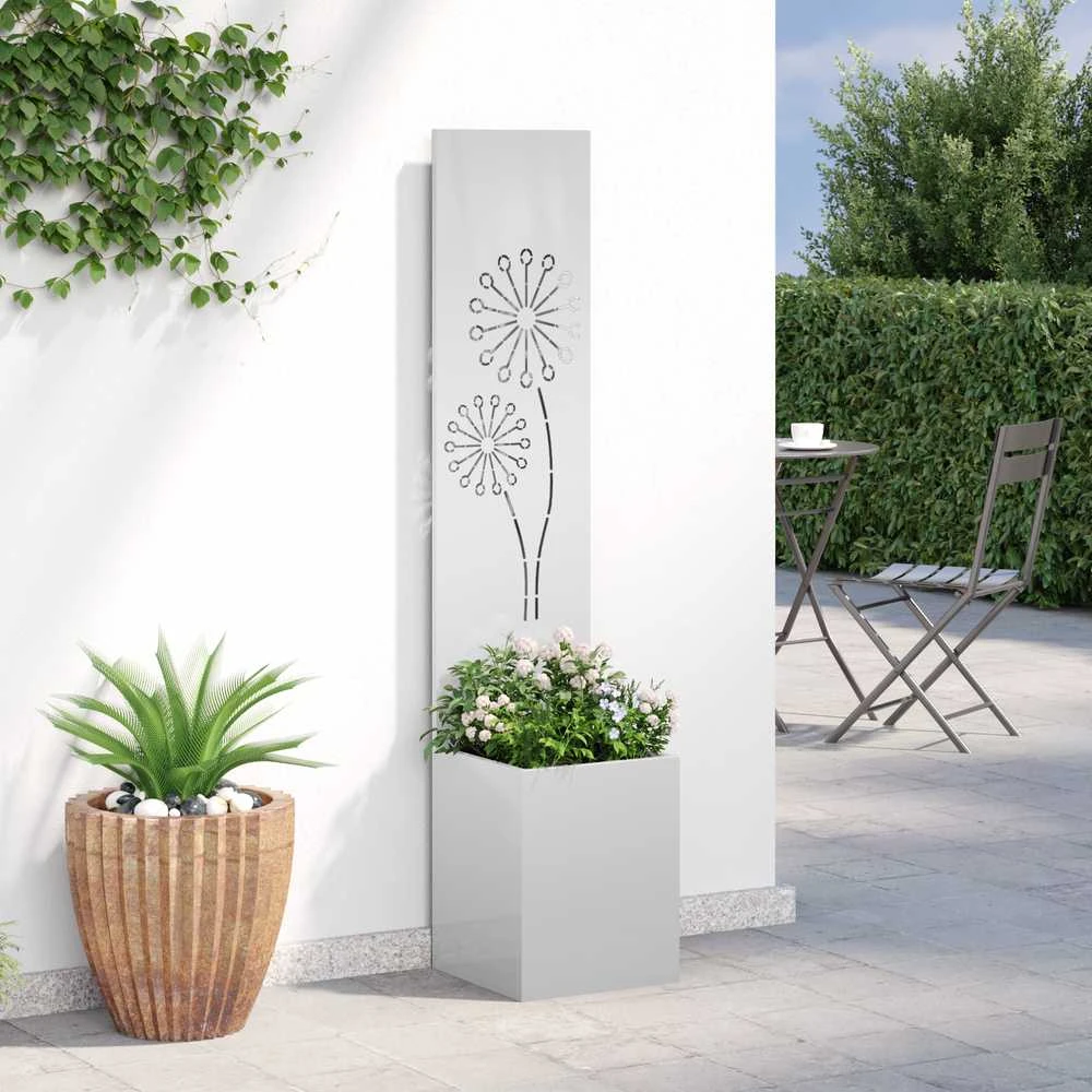 Sodo privatumo ekranas „Fretwork“ Sidabro 32 x 32 x 150 cm