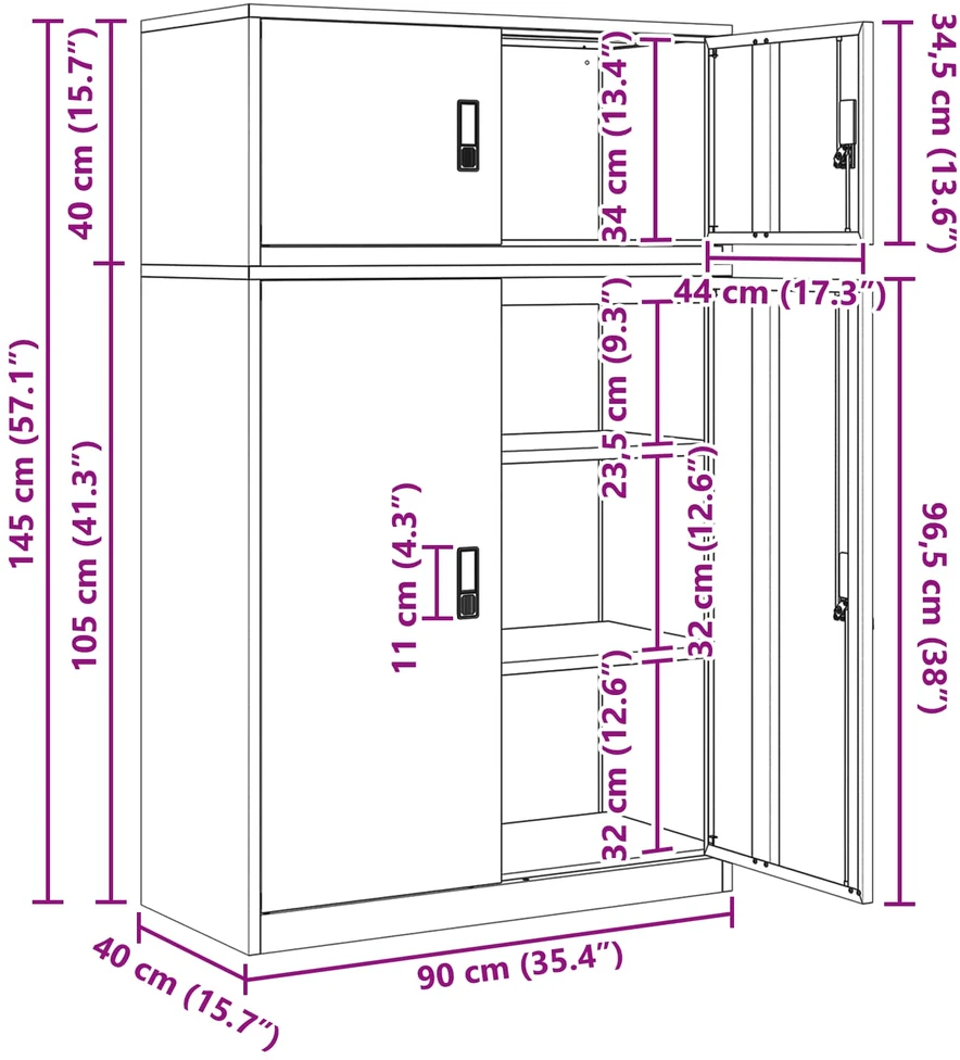 Oppbevaringsskap 2 vnt. Juodas 90 x 40 x 145 cm Plienas