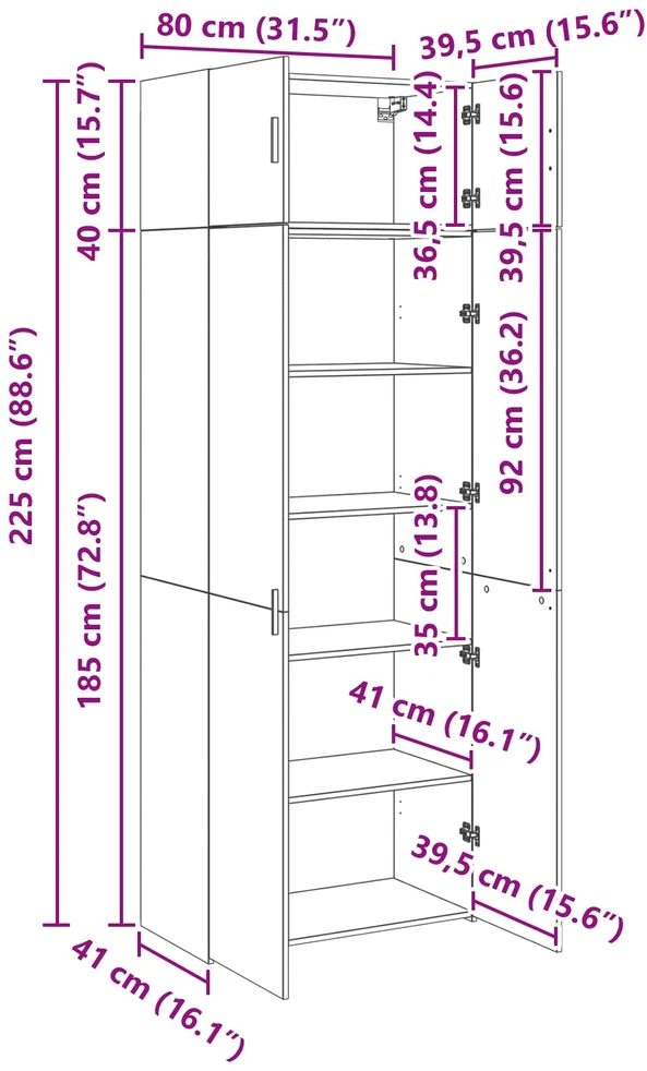 Oppbevaringsskap 2 vnt. Senas medis 80 x 42,5 x 225 cm