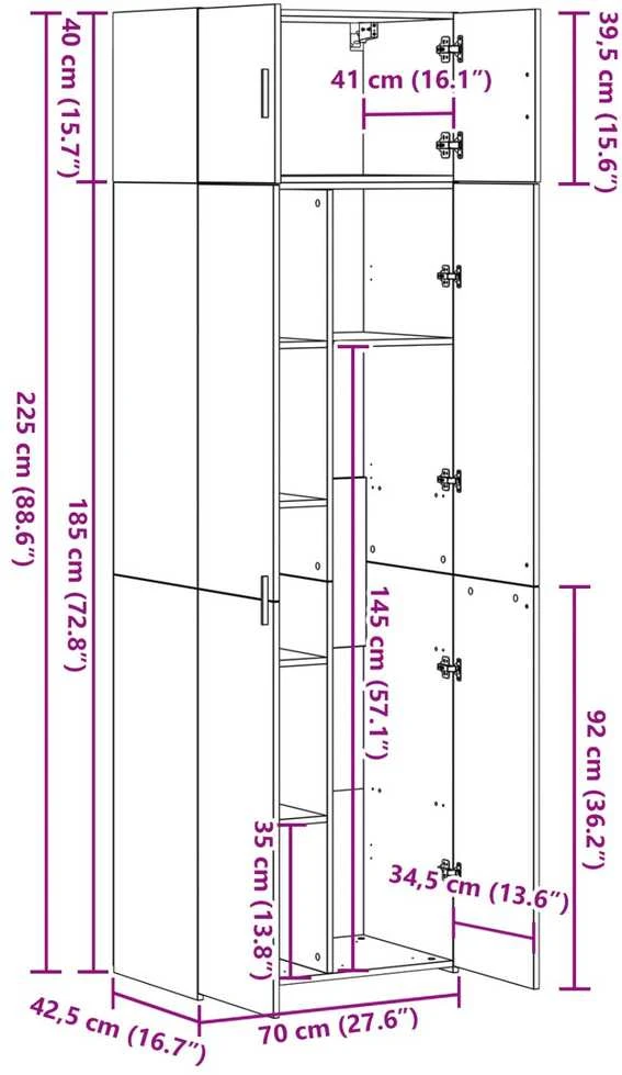 Oppbevaringsskap 2 vnt. Senas medis 70 x 42,5 x 185 cm