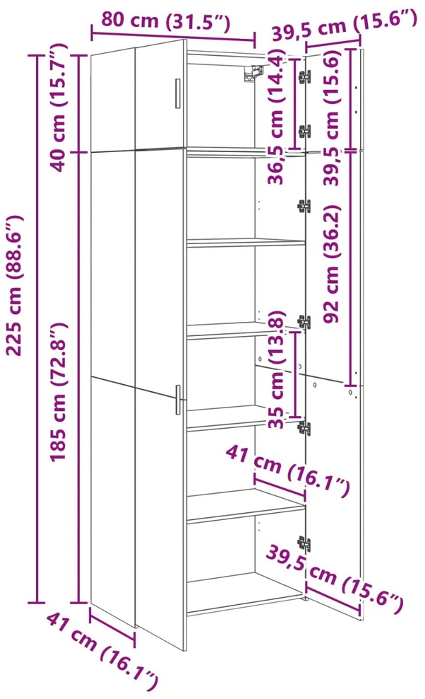 Oppbevaringsskap 2 vnt. Senas medis 80 x 42,5 x 225 cm