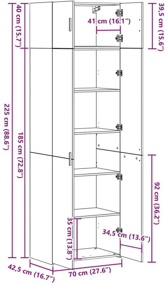 Oppbevaringsskap 2 vnt. Senas medis 70 x 42,5 x 225 cm