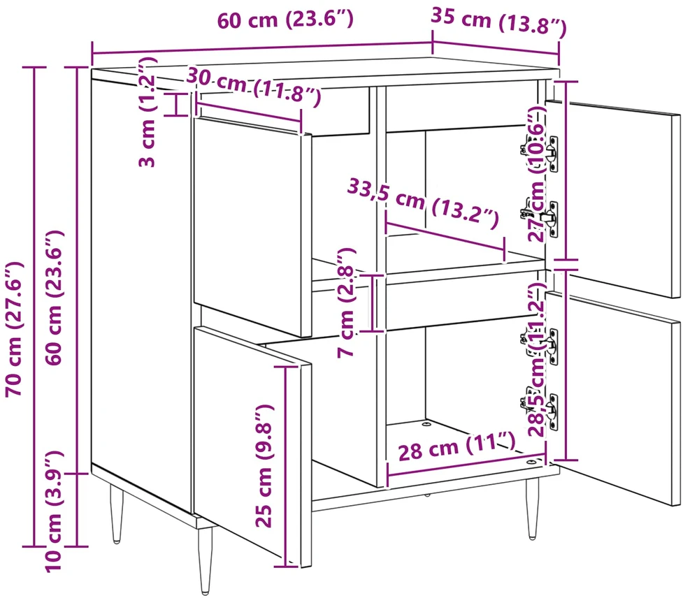 Oppbevaringsskap 3 vnt. Senas medis 60 x 35 x 70 cm