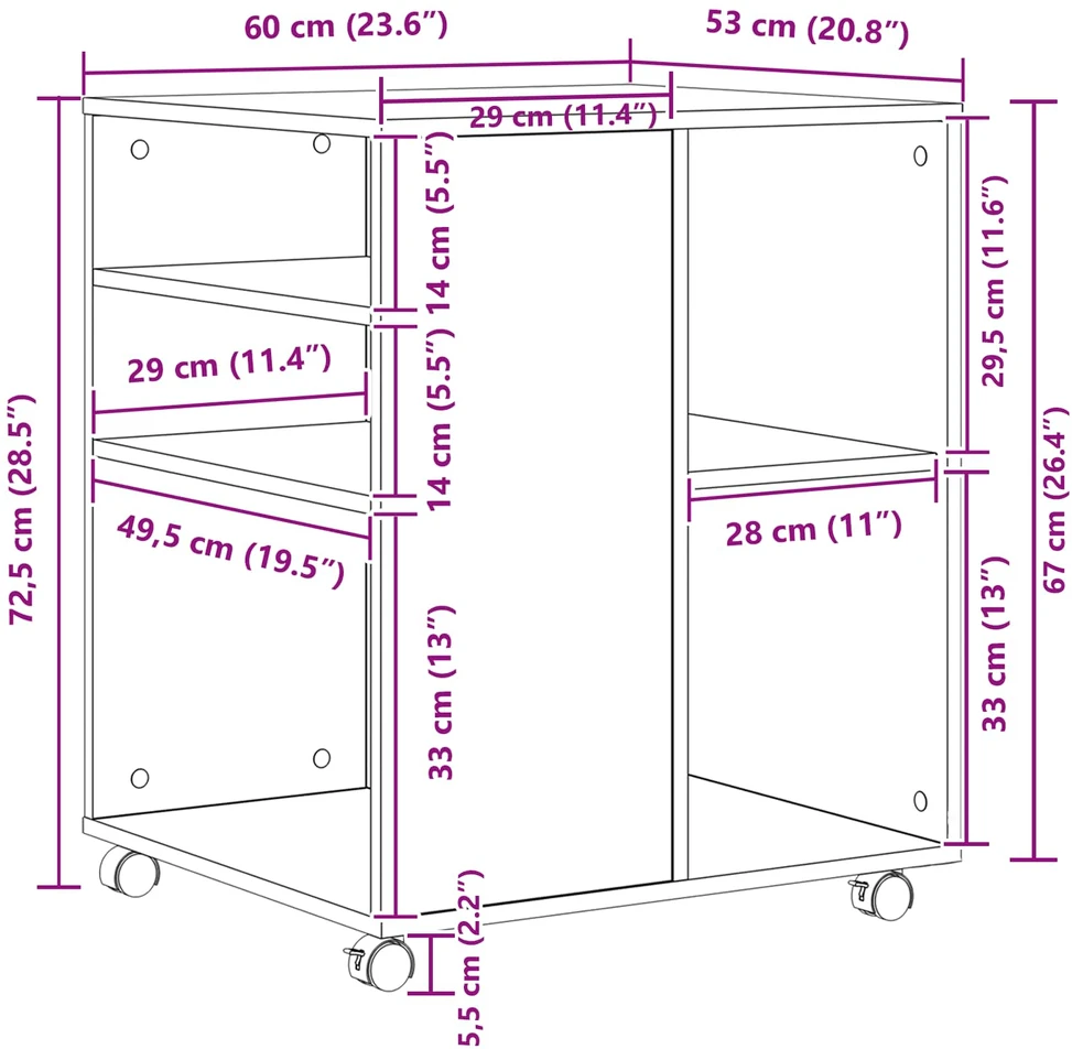 Oppbevaringsskap 60 x 53 x 72,5 cm Apdirbta mediena