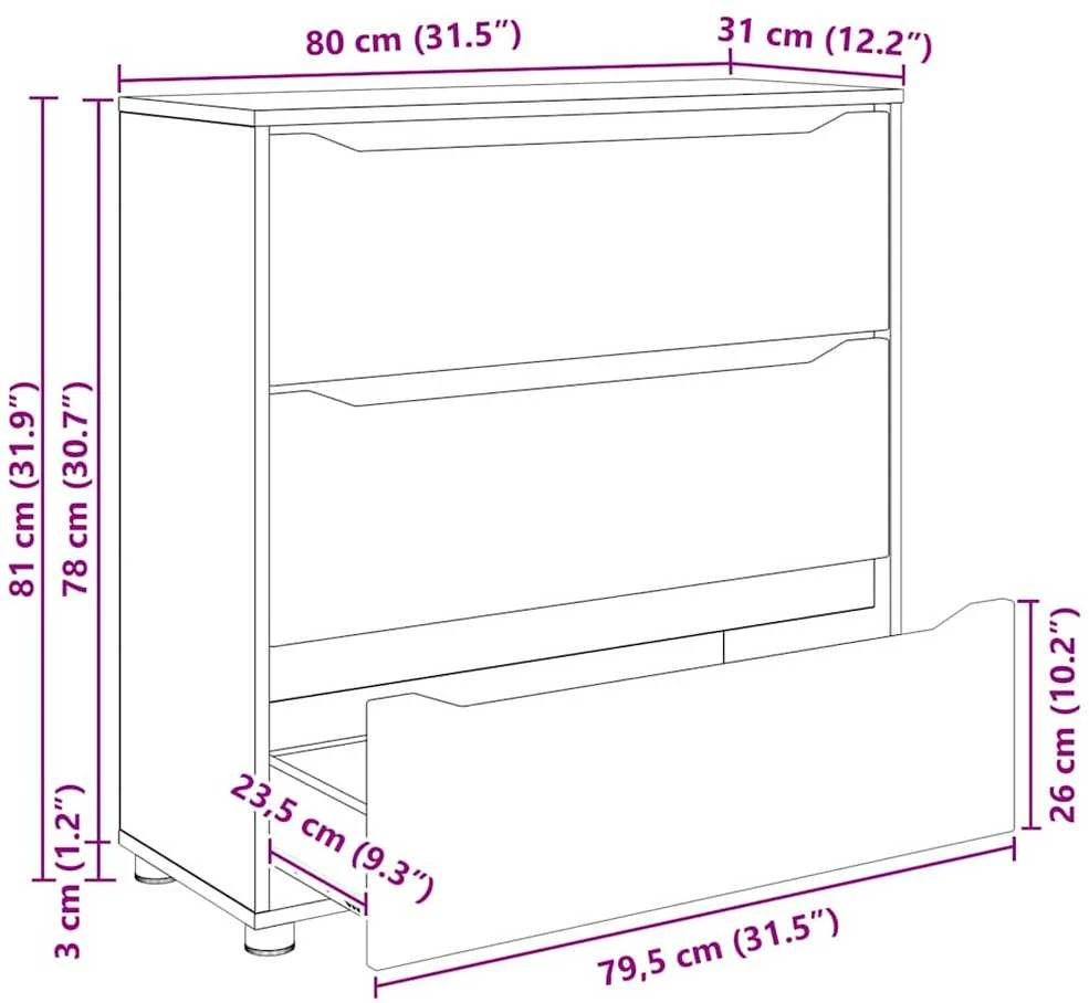 Oppbevaringsskap 80 x 31 x 81 cm Apdirbta mediena