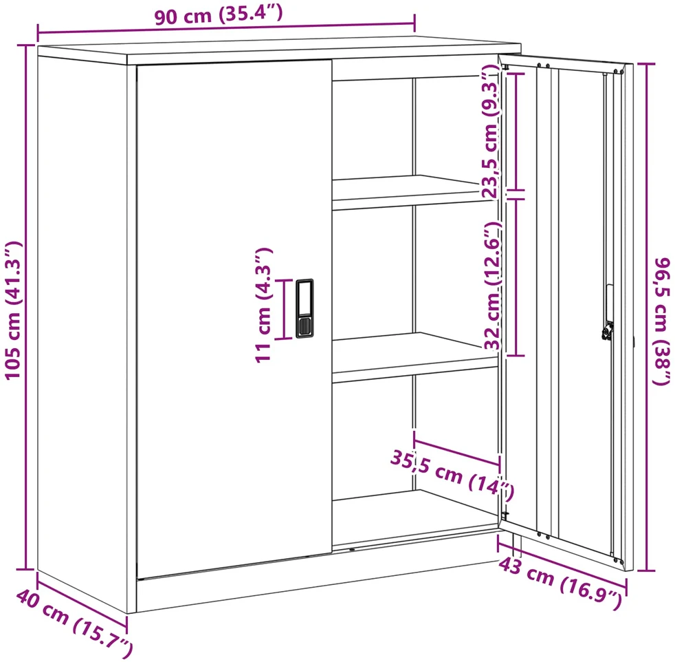 Oppbevaringsskap Antracitas 90 x 40 x 105 cm Plienas