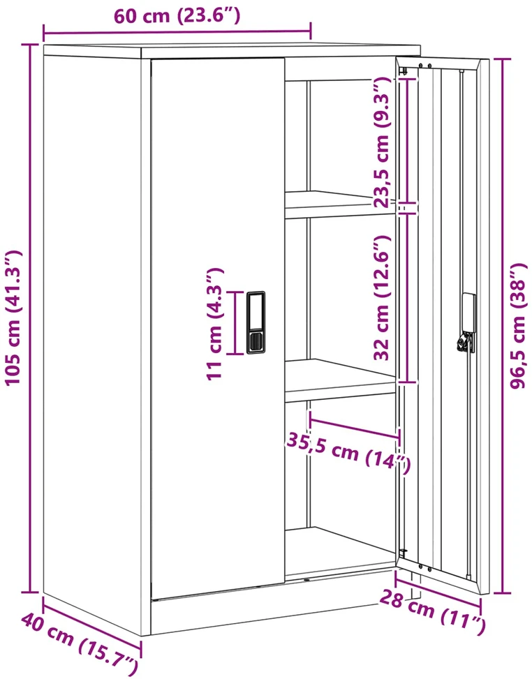 Oppbevaringsskap Baltas 60 x 40 x 105 cm Plienas