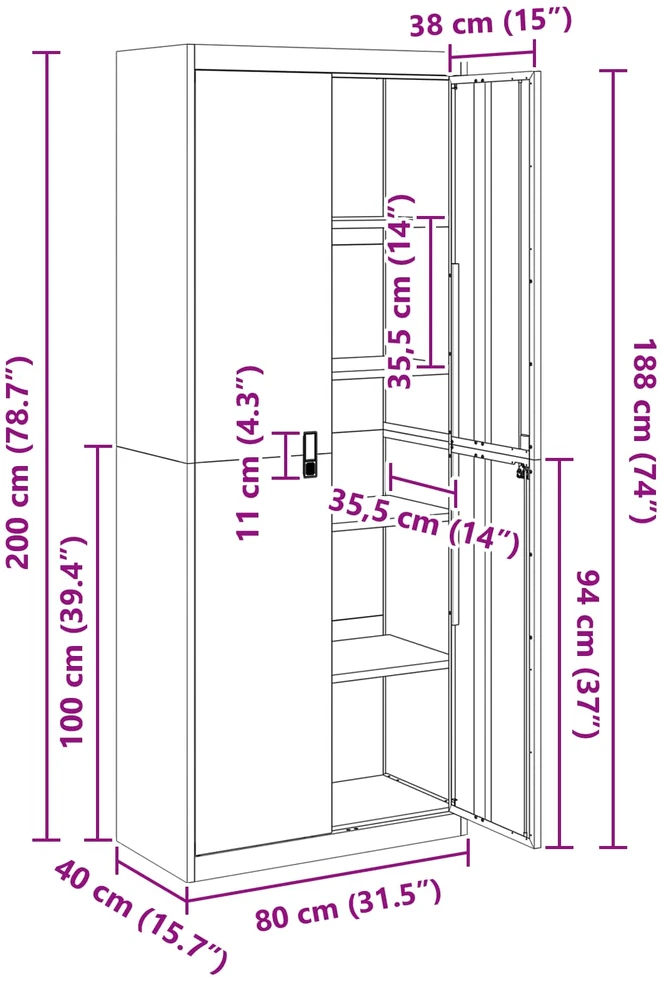 Oppbevaringsskap Balta 80 x 40 x 200 cm Plienas
