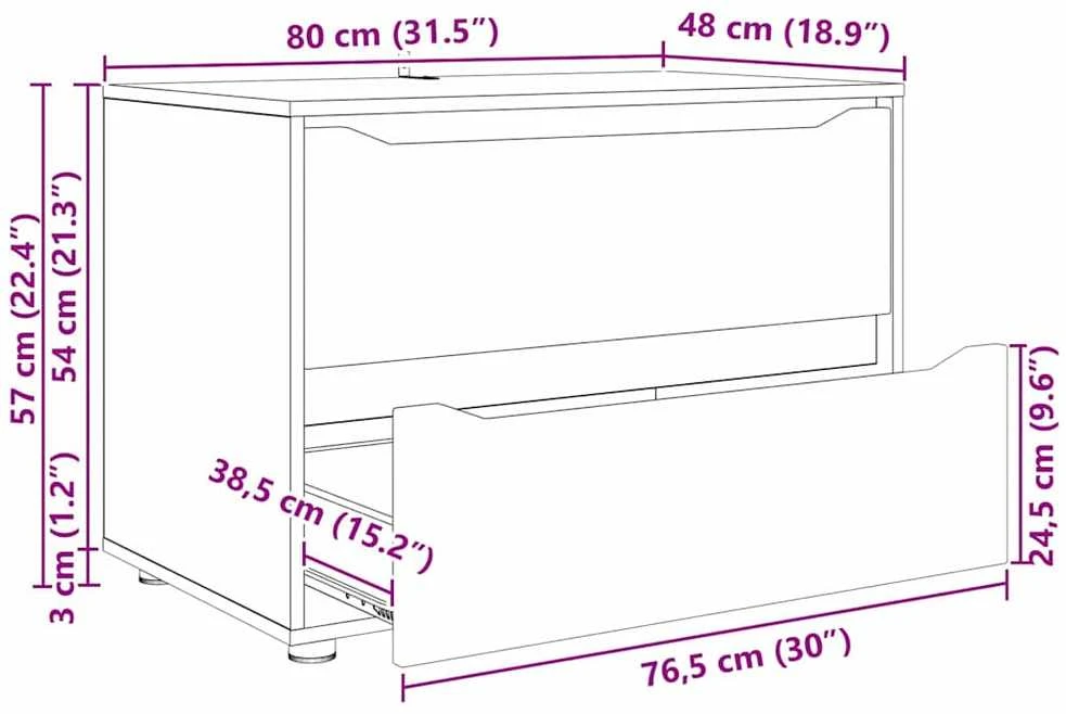 Oppbevaringsskap 80 x 48 x 57 cm Apdirbta mediena Betono pilka