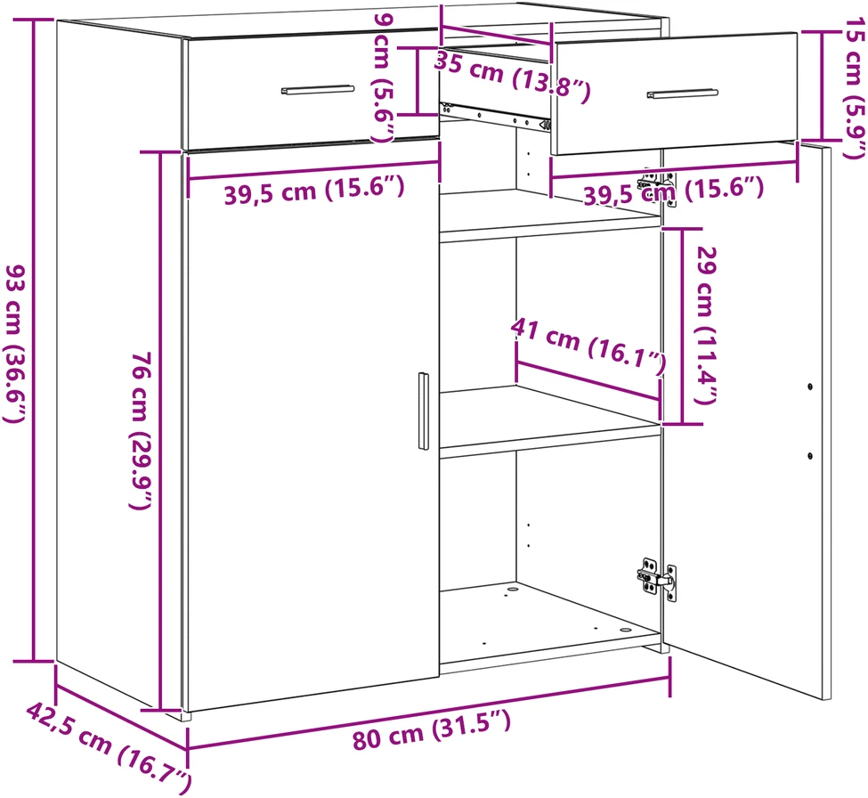 Oppbevaringsskap Senas medis 80 x 42.5 x 93 cm