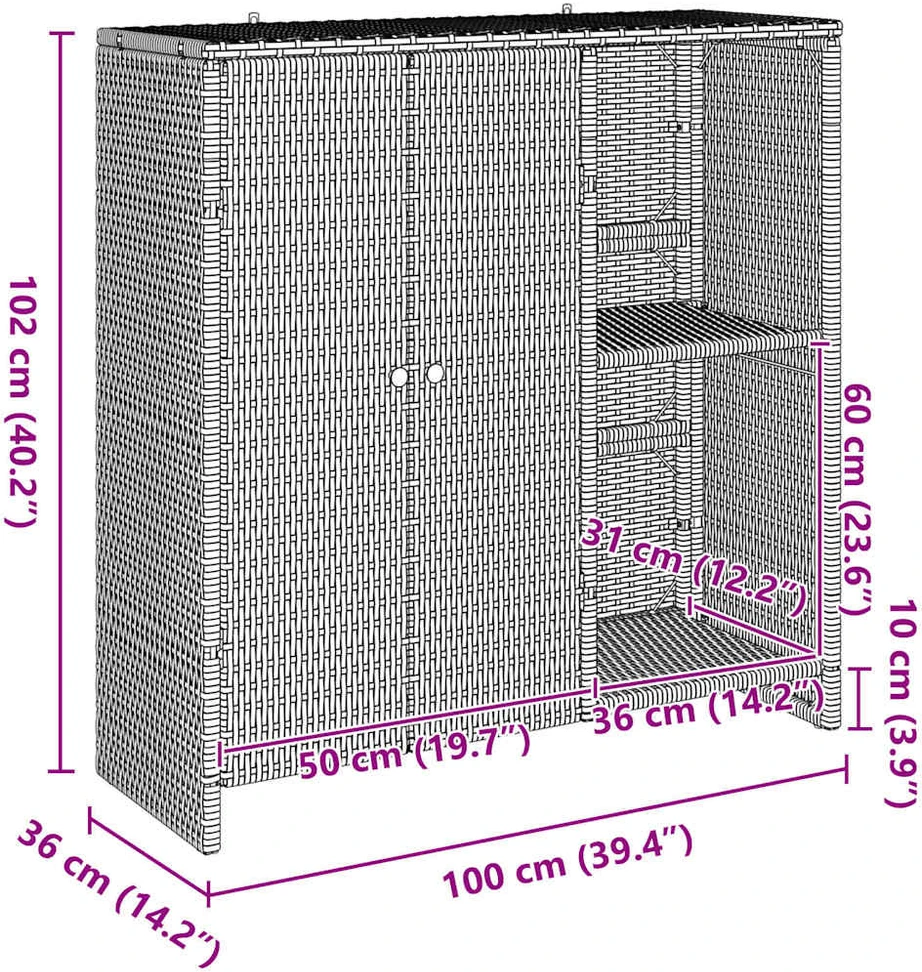 Oppbevaringsskap su lentyna Pilka 100 x 36 x 102 cm Ratanas