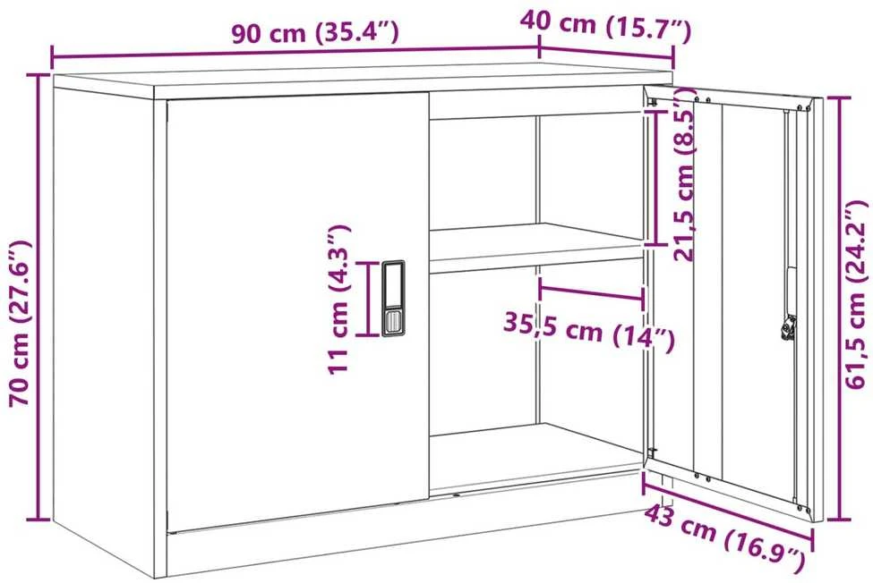 Oppbevaringsskap Garučių geltona 90 x 40 x 70 cm Plienas