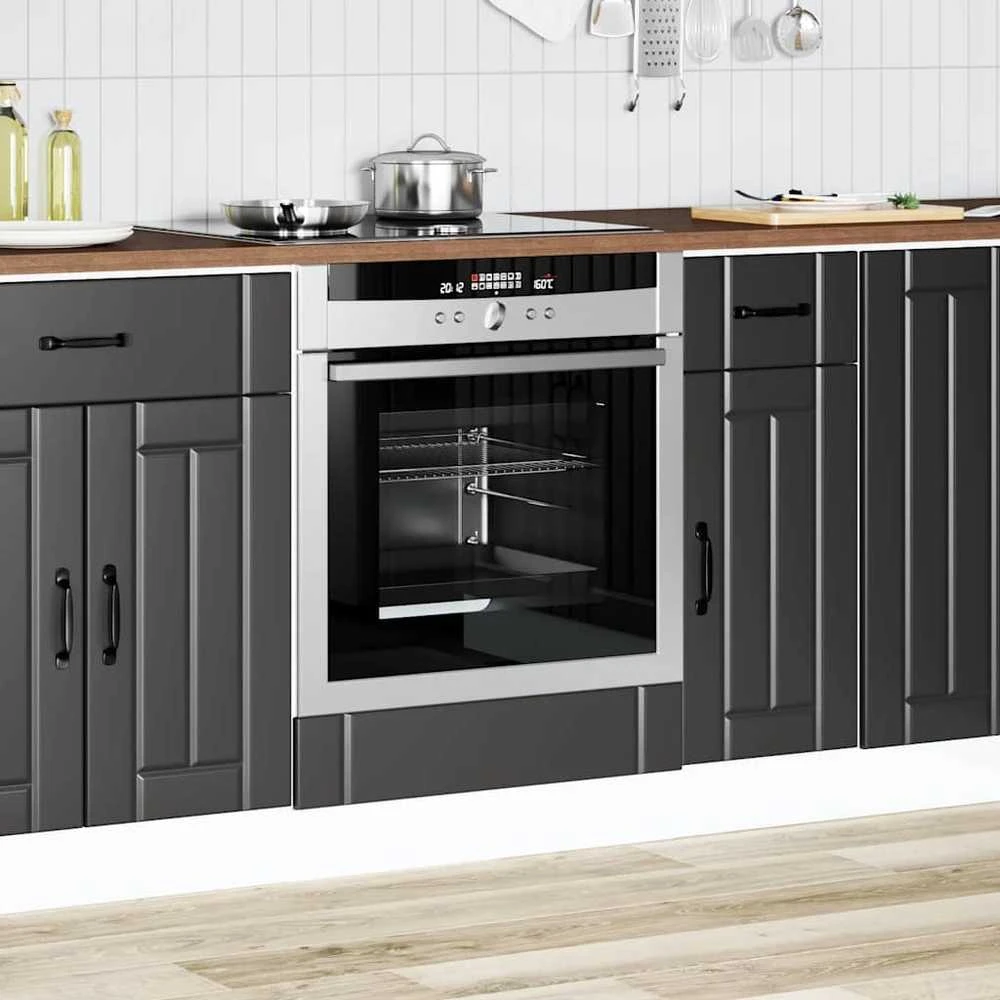 Orkaitės spintelė "Lucca" Juodas Engineered Wood