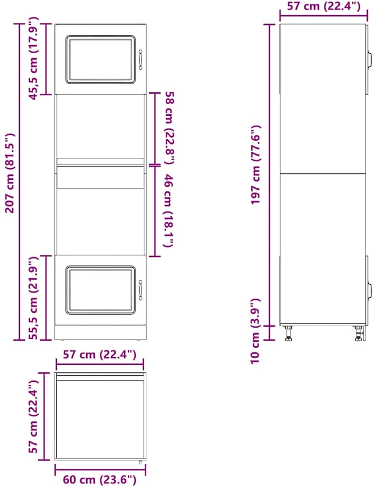Orkaitės spintelės, 2vnt., Kalmar, artisano ąžuolo, mediena