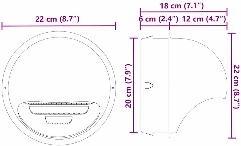 Oro ventiliacijos dangčiai 2 vnt. Sidabrinė 200 mm
