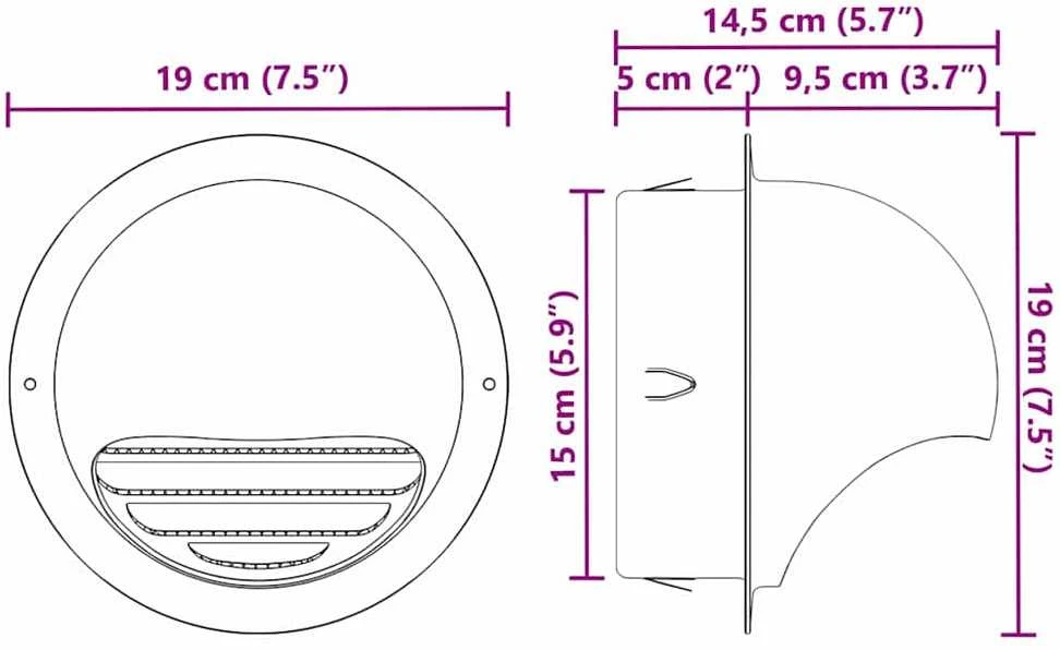 Oro ventiliacijos dangčiai 2 vnt. Sidabrinė 150 mm