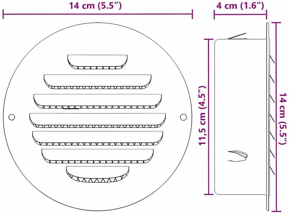 Oro ventiliacijos dangčiai 4 vnt. Sidabro 125 mm