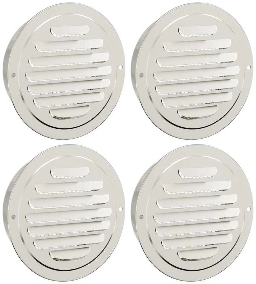 Oro ventiliacijos dangčiai 4 vnt. Sidabro 125 mm