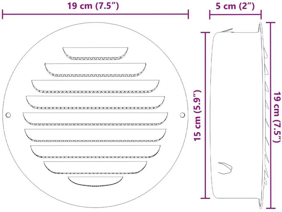 Oro ventiliacijos dangčiai 4 vnt. Sidabro 150 mm