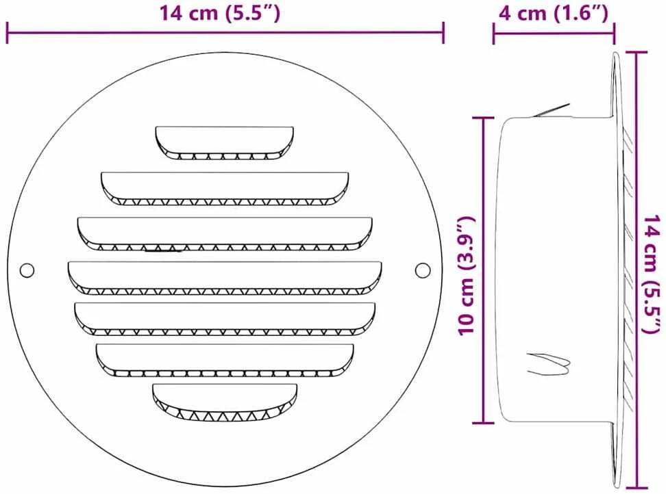 Oro ventiliacijos dangčiai 4 vnt. Sidabro 100 mm