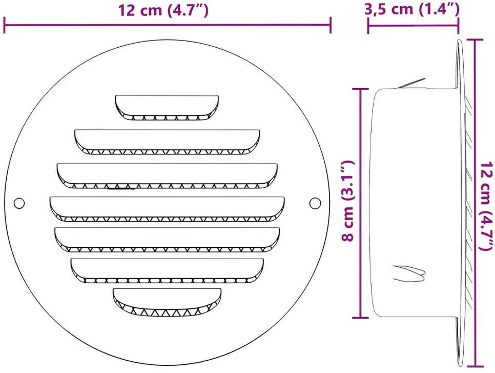 Oro ventiliacijos dangčiai 4 vnt. Sidabro 80 mm
