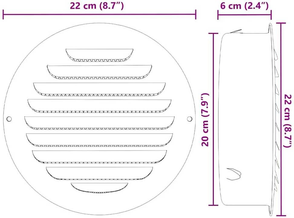 Oro ventiliacijos dangčiai 4 vnt. Sidabro 200 mm