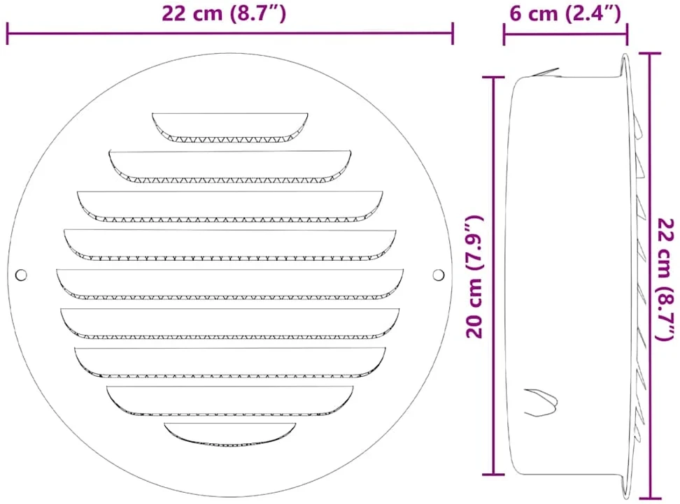 Oro ventiliacijos dangčiai 4 vnt. Sidabro 200 mm
