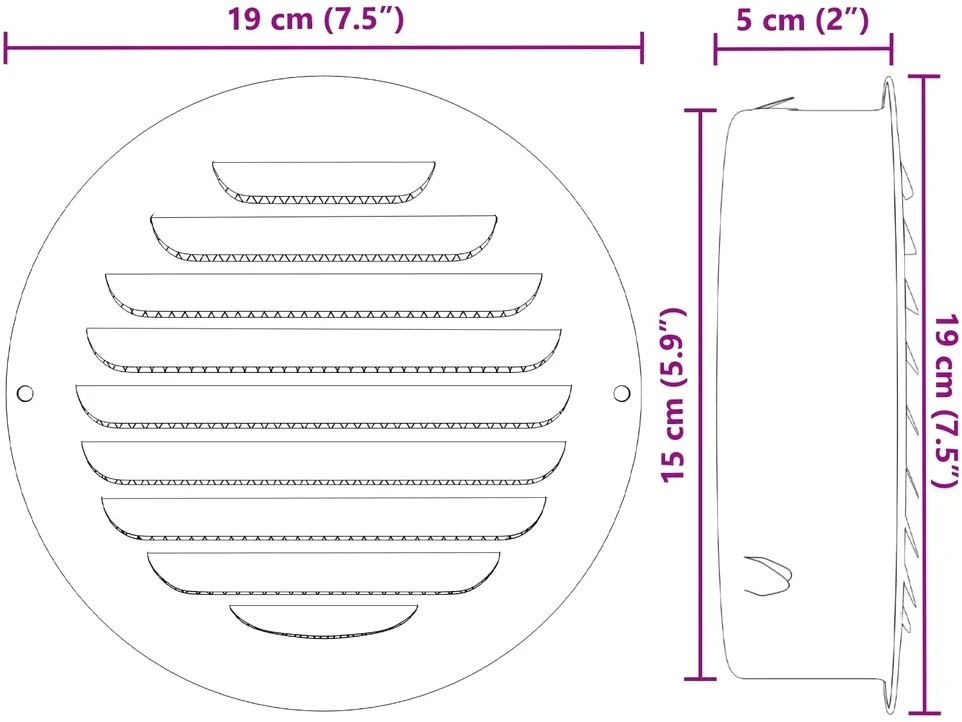 Oro ventiliacijos dangčiai 4 vnt. Sidabro 150 mm