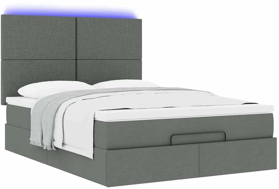 Osmanų lova su čiužiniais ir LED Rožinė 140x190cm Velvet