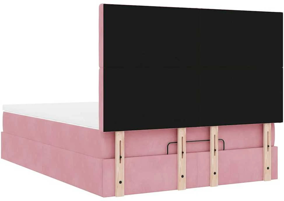 Osmanų lova su čiužiniais ir LED Rožinė 140x190cm Velvet