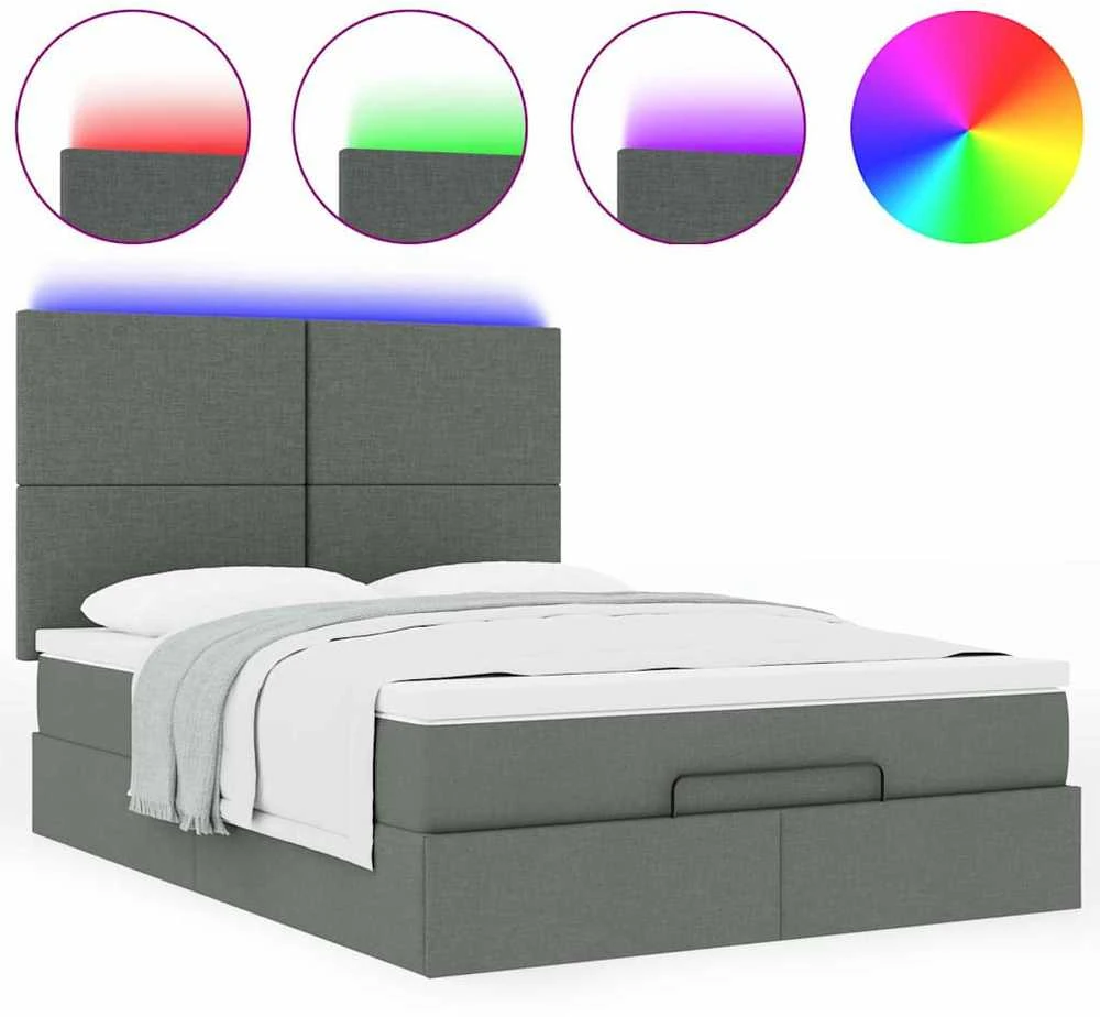 Osmanų lova su čiužiniais ir LED Rožinė 140x190cm Velvet