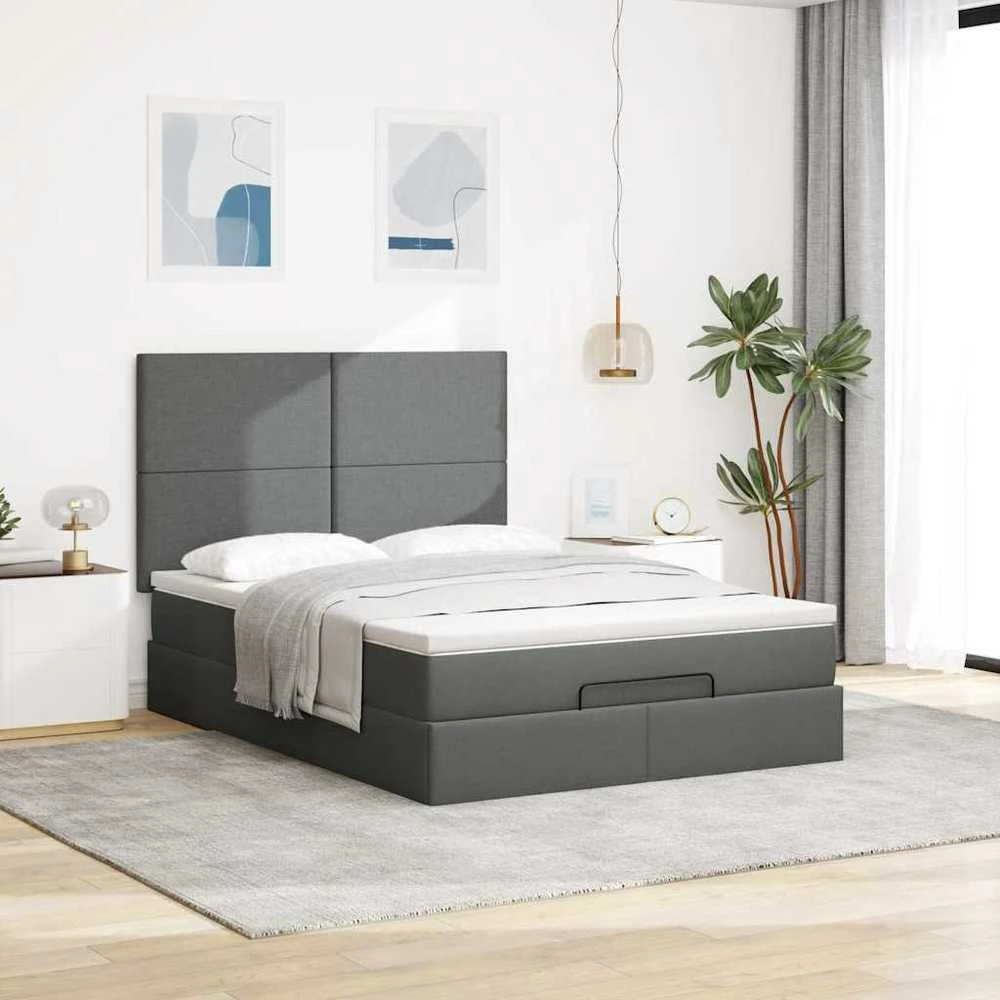 Osmanų lova su čiužiniais ir LED Rožinė 140x190cm Velvet