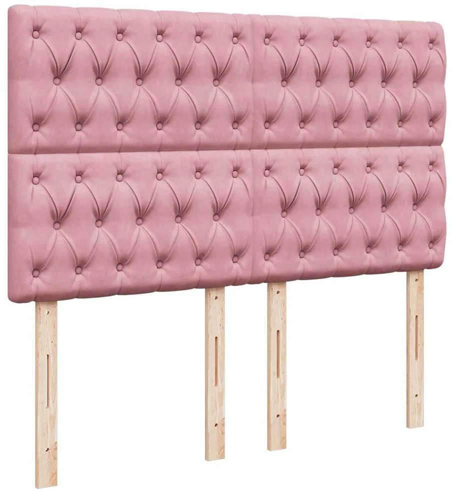 Osmanų lova su čiužiniais ir LED Rožinė 140x190cm Velvet