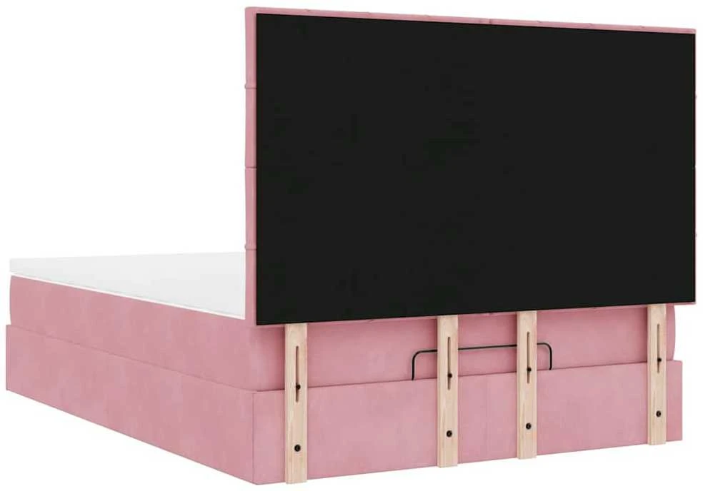 Osmanų lova su čiužiniais ir LED Rožinė 140x200cm Velvet