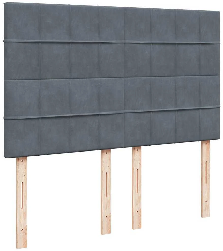 Osmanų lova su čiužiniais ir LED Tamsiai pilka 140x200cm Velvet