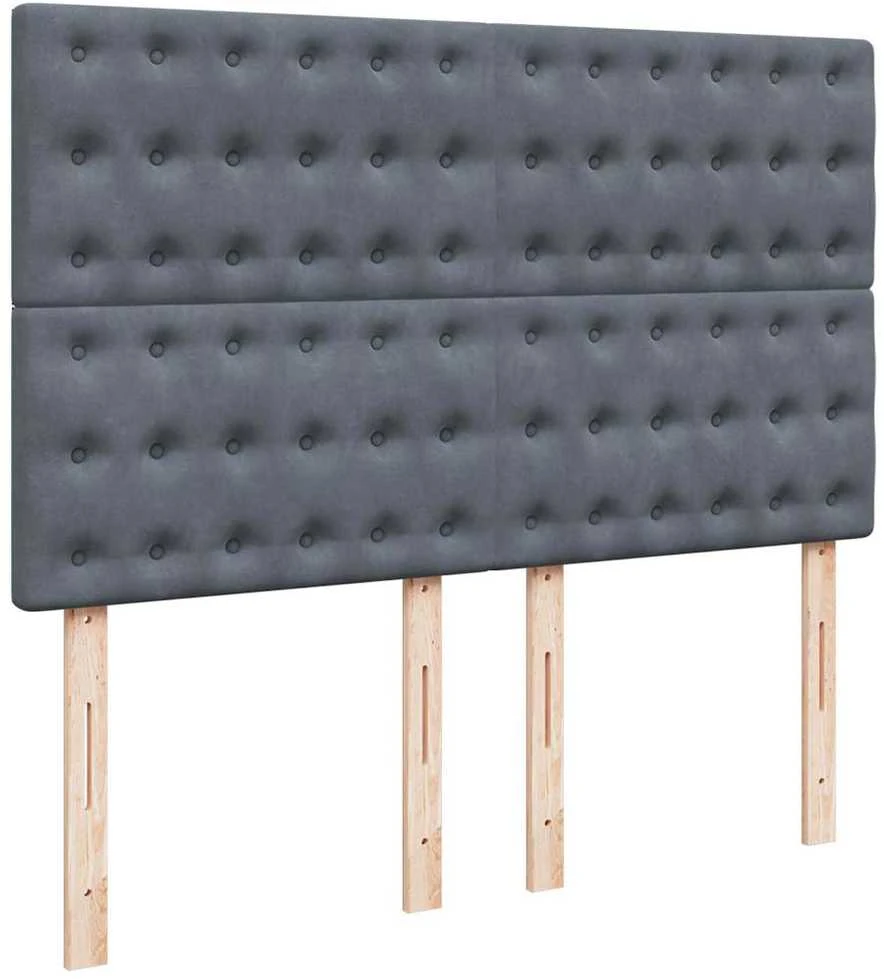 Osmanų lova su čiužiniais ir LED Tamsiai pilka 140x200cm Velvet