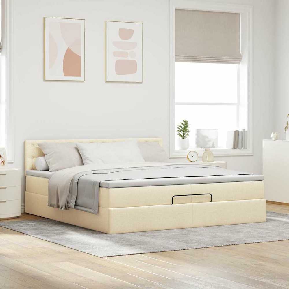 Osmanų lova su čiužinio kremu 200x200 cm audiniu