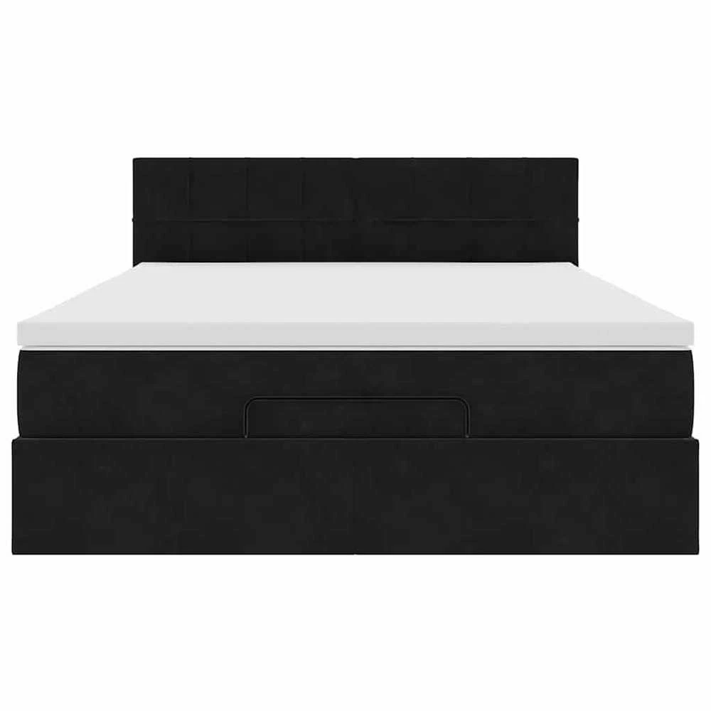 Osmanų lova su čiužiniu ir LED Juodas 140x190cm Velvet