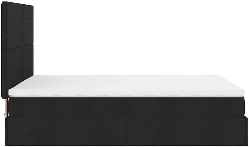 Osmanų lova su čiužiniu ir LED juodas 140x190cm audinys